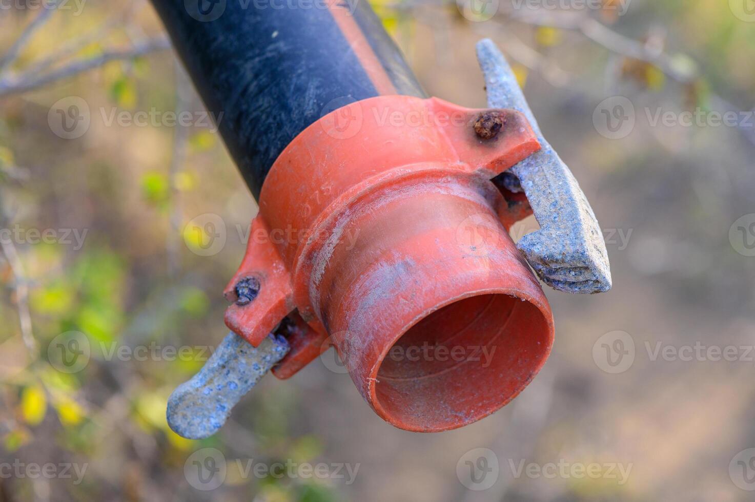 Plastic water pipe with quick-connect fittings, plumbing system photo
