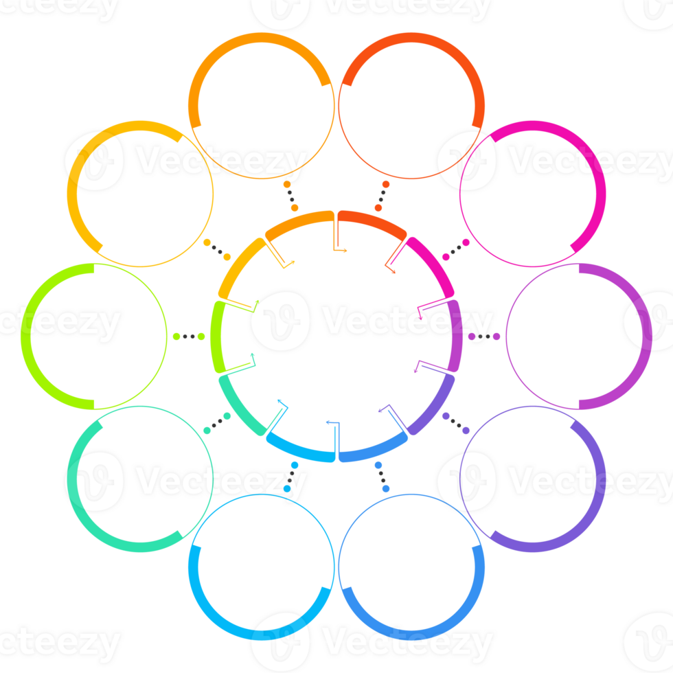 Infographic with ten steps, process or options. png