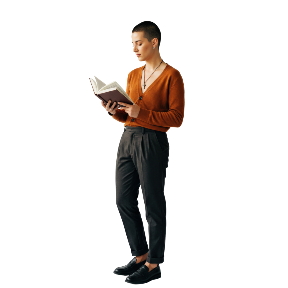 A Young Woman Reads a Book in a Quiet Place png