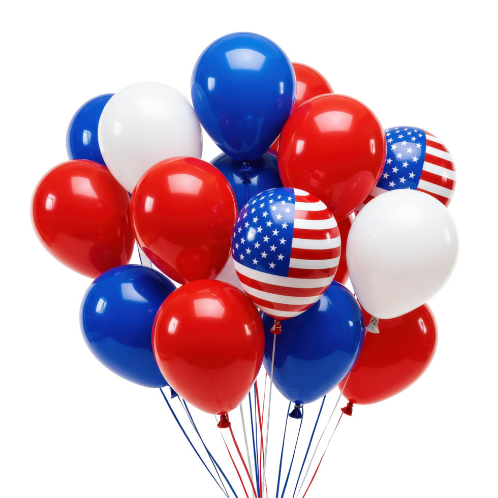 A Bunch Of Red White And Blue Party Balloons Decor png