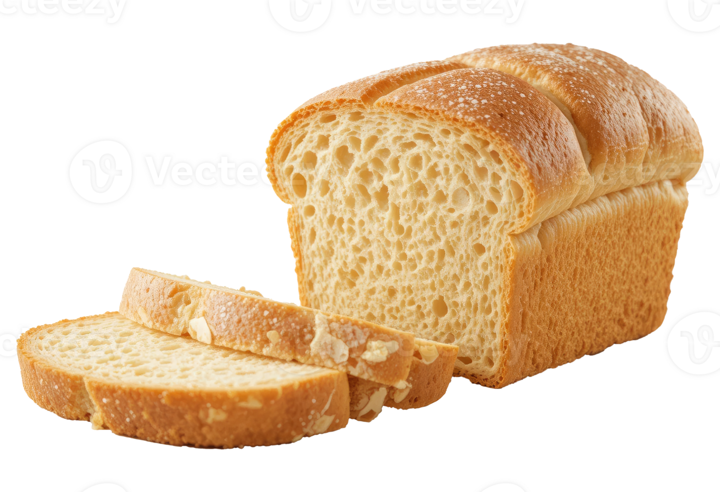 Classic Sesame Loaf Bread with Slices Separated png