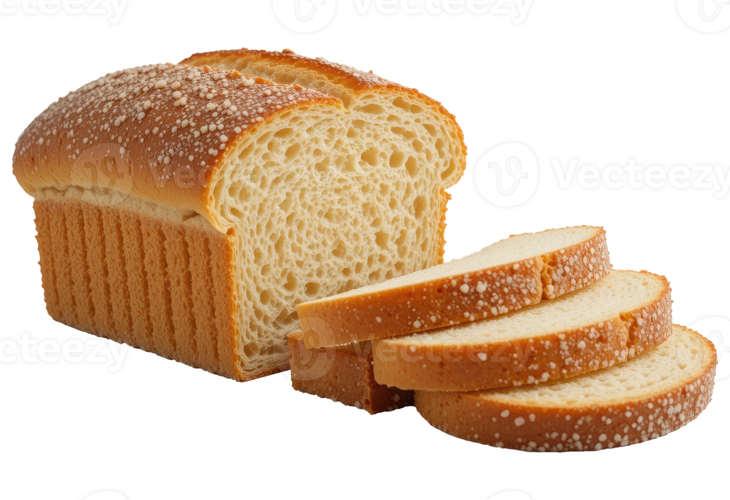 Fresh Bread Loaf Cut in Slices with Sesame Topping png