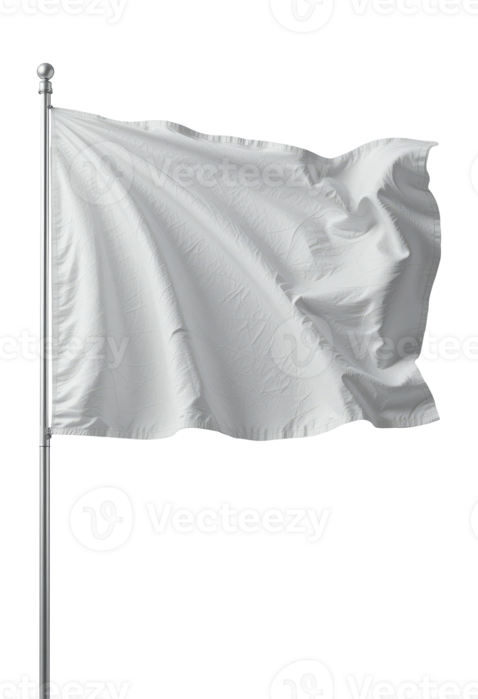 Fabric White Flag Waving in the Wind png