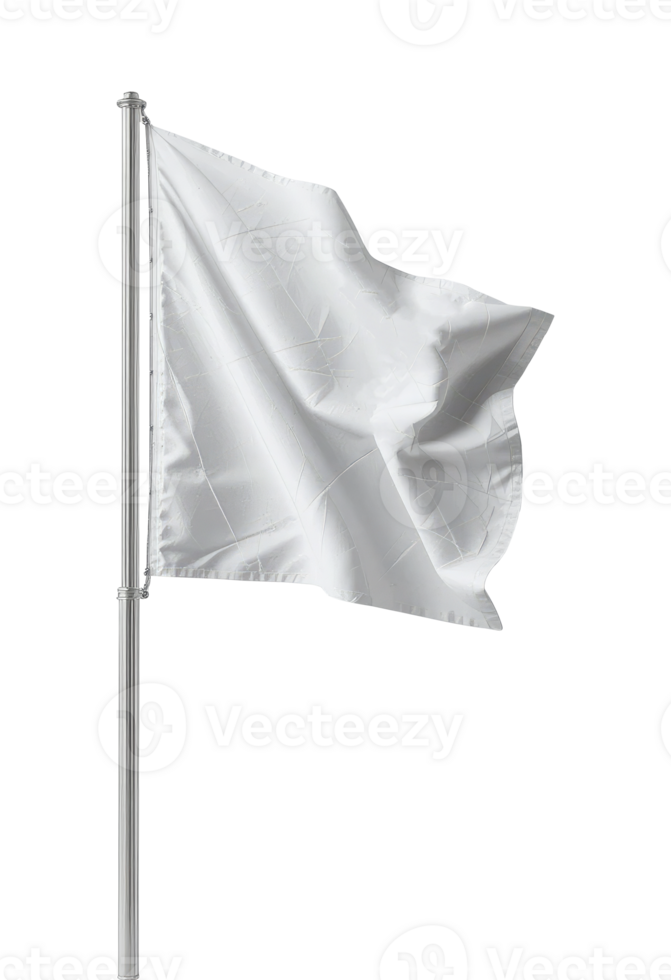 White Flag on Flagpole with Transparent Background png
