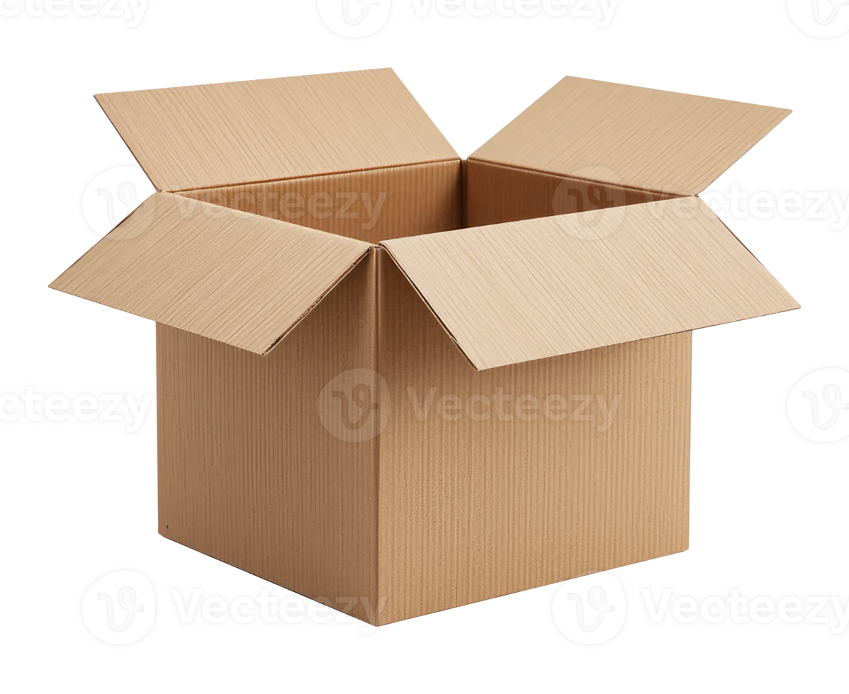 Empty Brown Cardboard Box with Flaps Open png