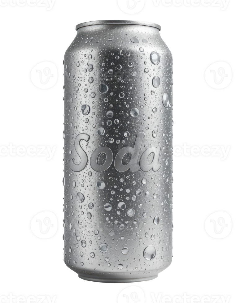 Chilled Empty Aluminum Can with Condensation, High Quality Isolated Image. png