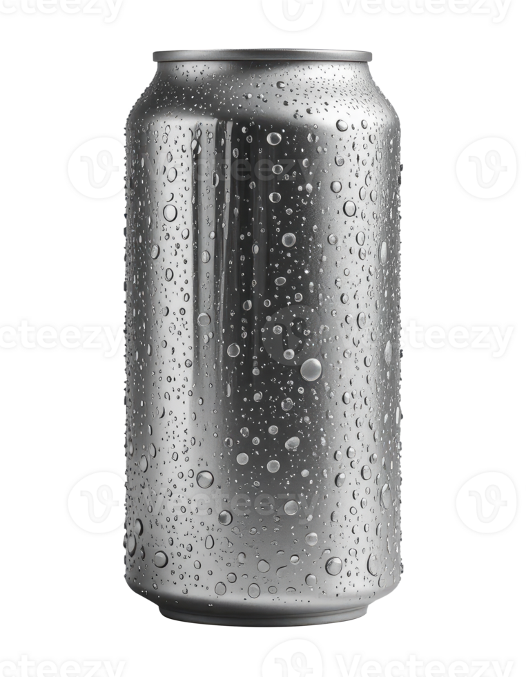 Glossy Cold Can with Droplets, Refreshing Beverage Packaging Template. png