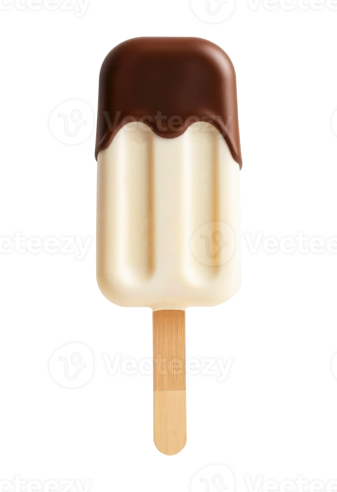 Chocolate Covered Ice Cream Bar on Stick, Transparent Background png
