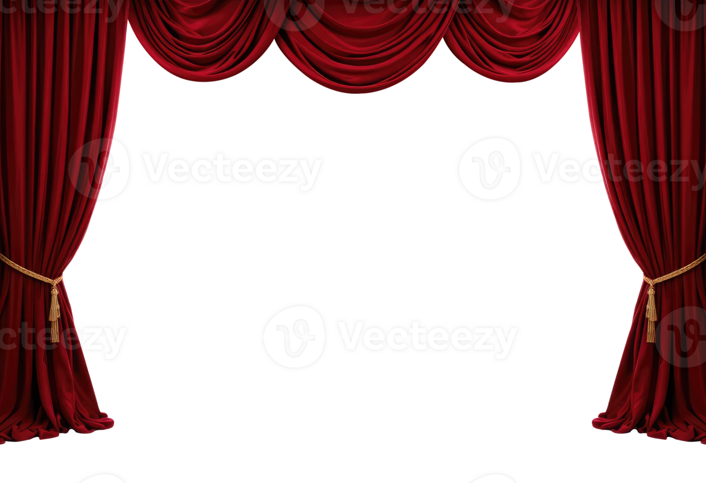 Open Red Velvet Curtains for Stage Reveal Effect png