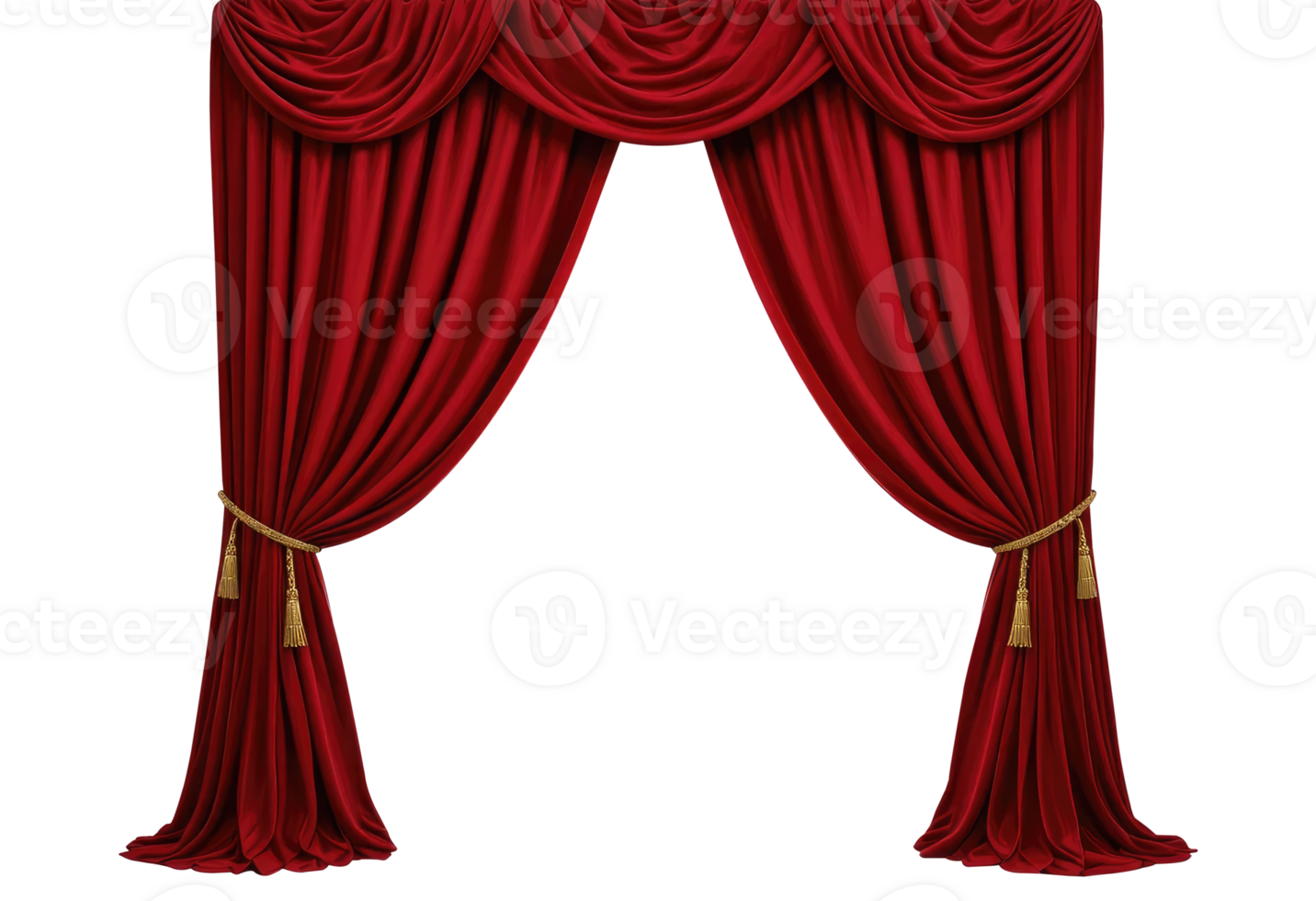 Realistic Red Velvet Curtains for Stage Background Design png