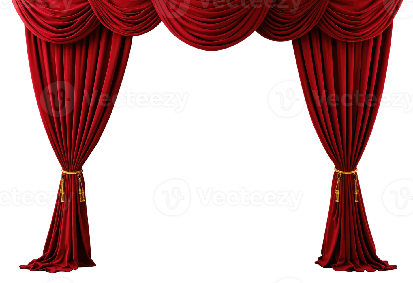 Classic Red Stage Curtains Isolated on Transparent Background png
