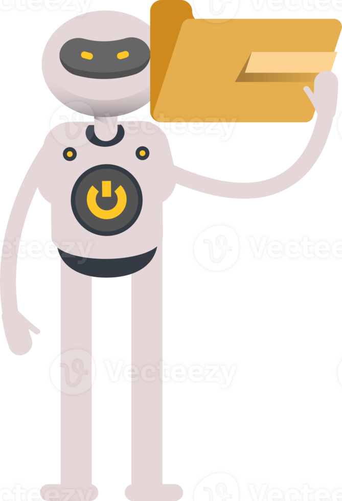 White Robot Character Holding Folder png