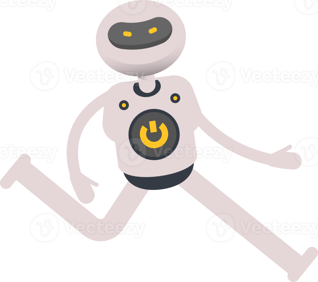 White Robot Character Walking png