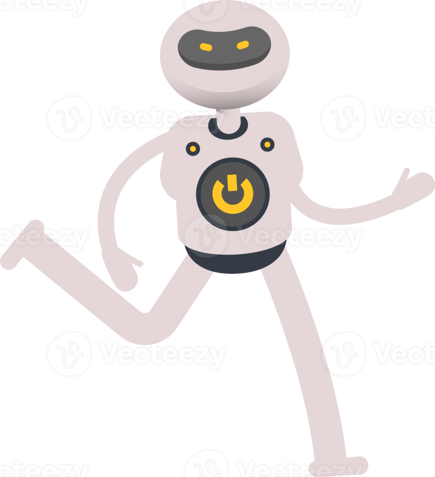 White Robot Character Running png