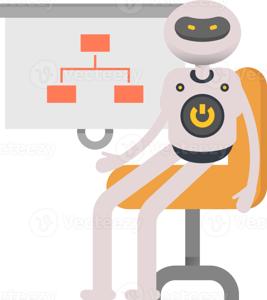 White Robot Character Presenting Organization Chart png