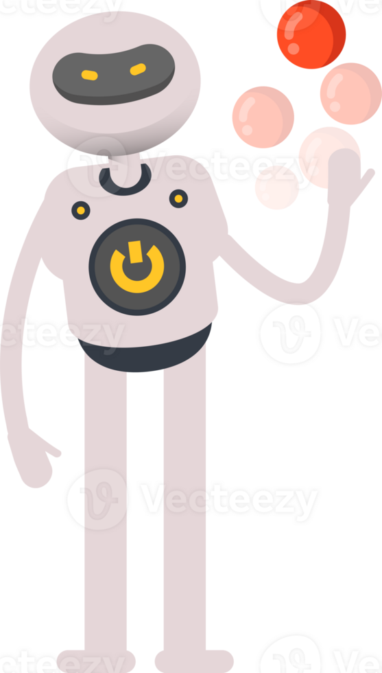 White Robot Character Playing Ball png