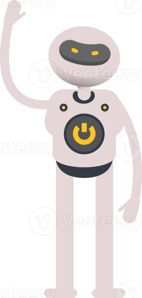 White Robot Character Raising One Hand png