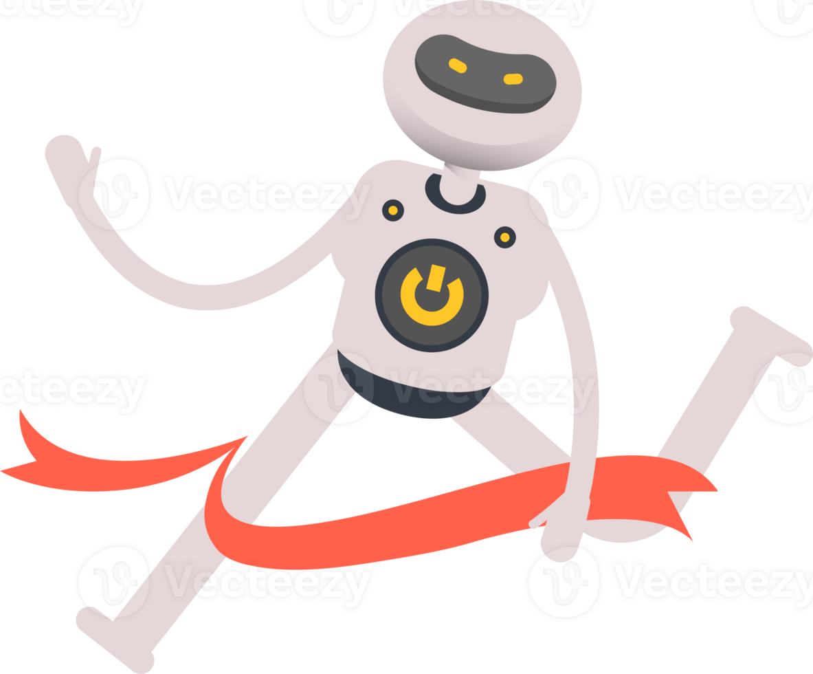 White Robot Character at Finish Line png
