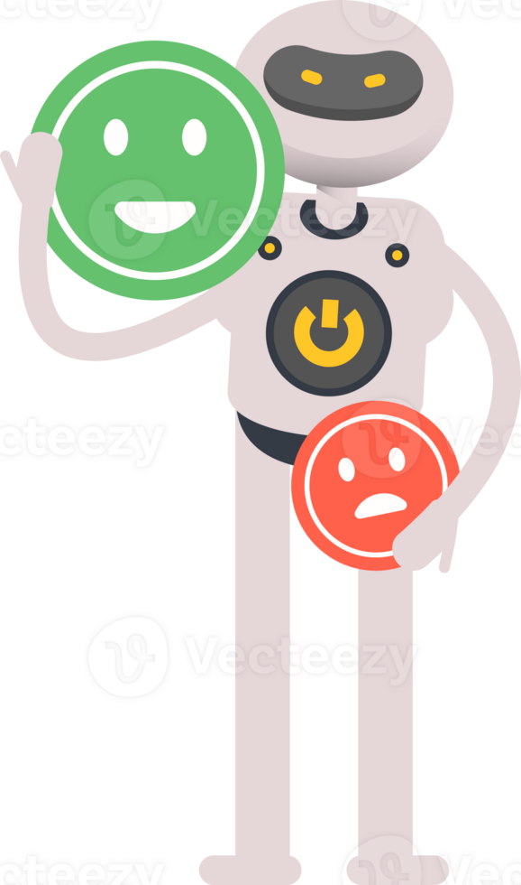 White Robot Character and Emoticon Sign png