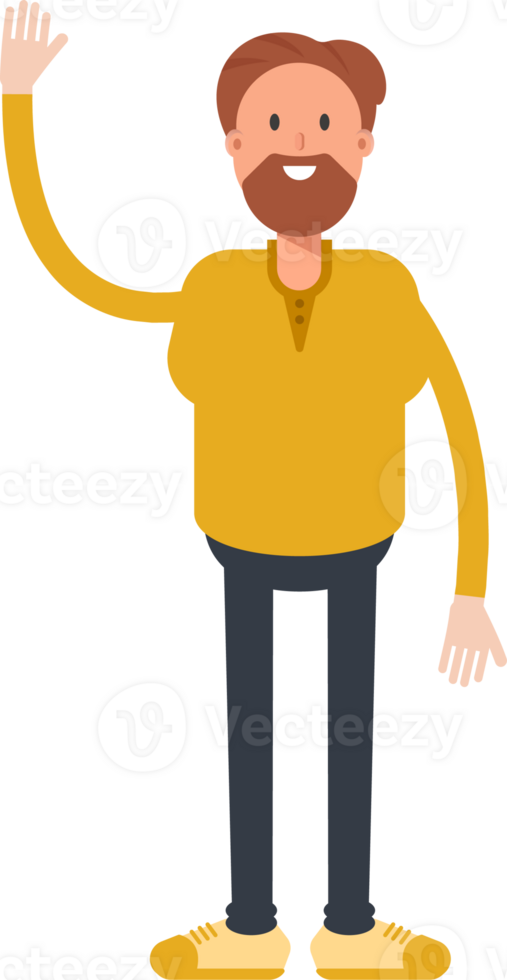 Old Beard Man Character Greeting png