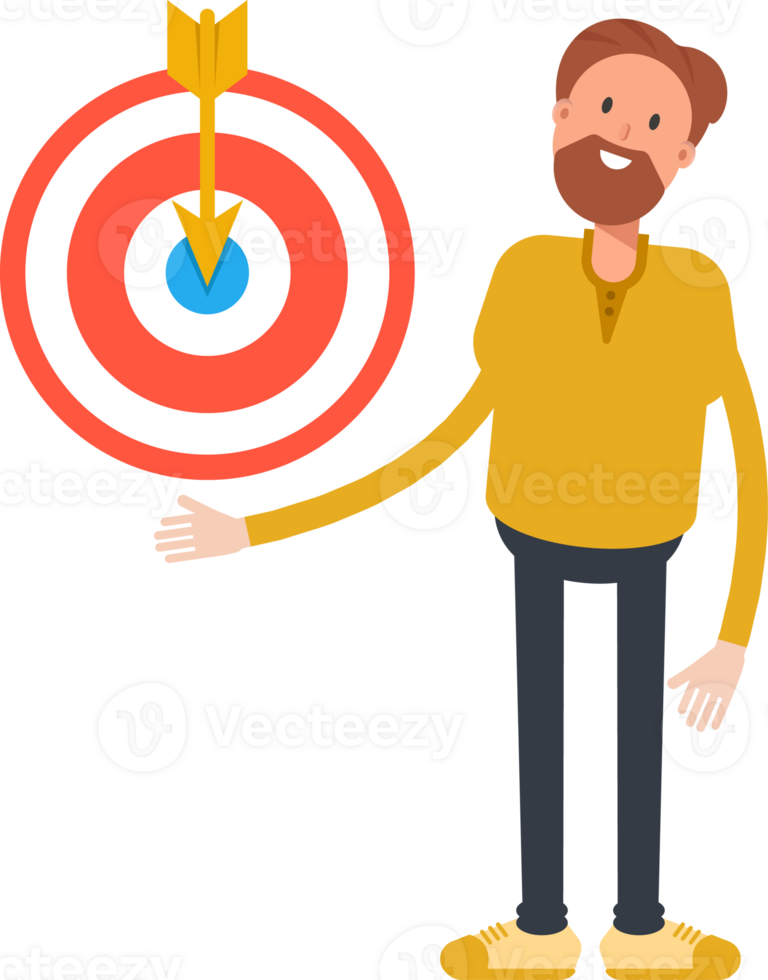 Old Beard Man Character Holding Dart png