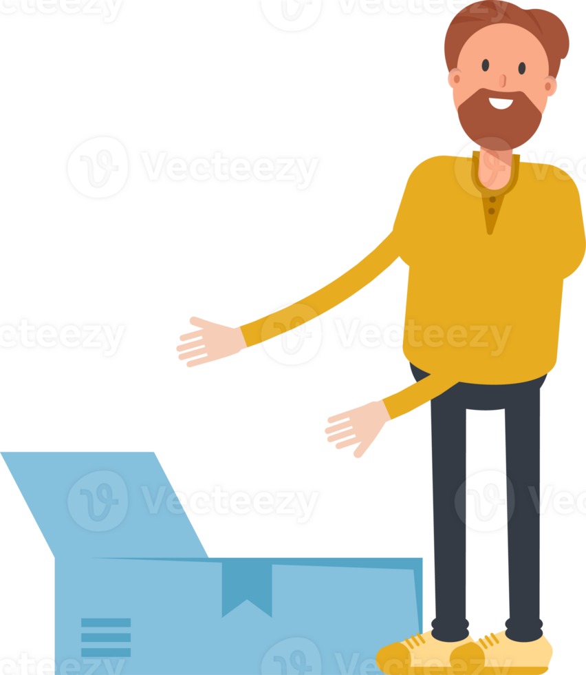 Old Beard Man Character Opening Box png