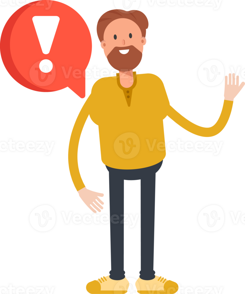 Old Beard Man Character and Error Sign png