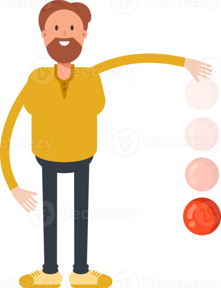 Old Beard Man Character Throwing Ball png
