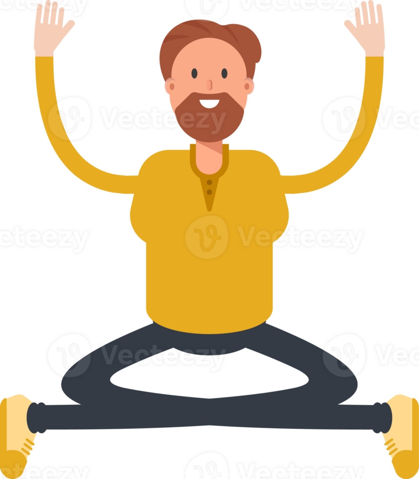 Old Beard Man Character Sitting Illustration png