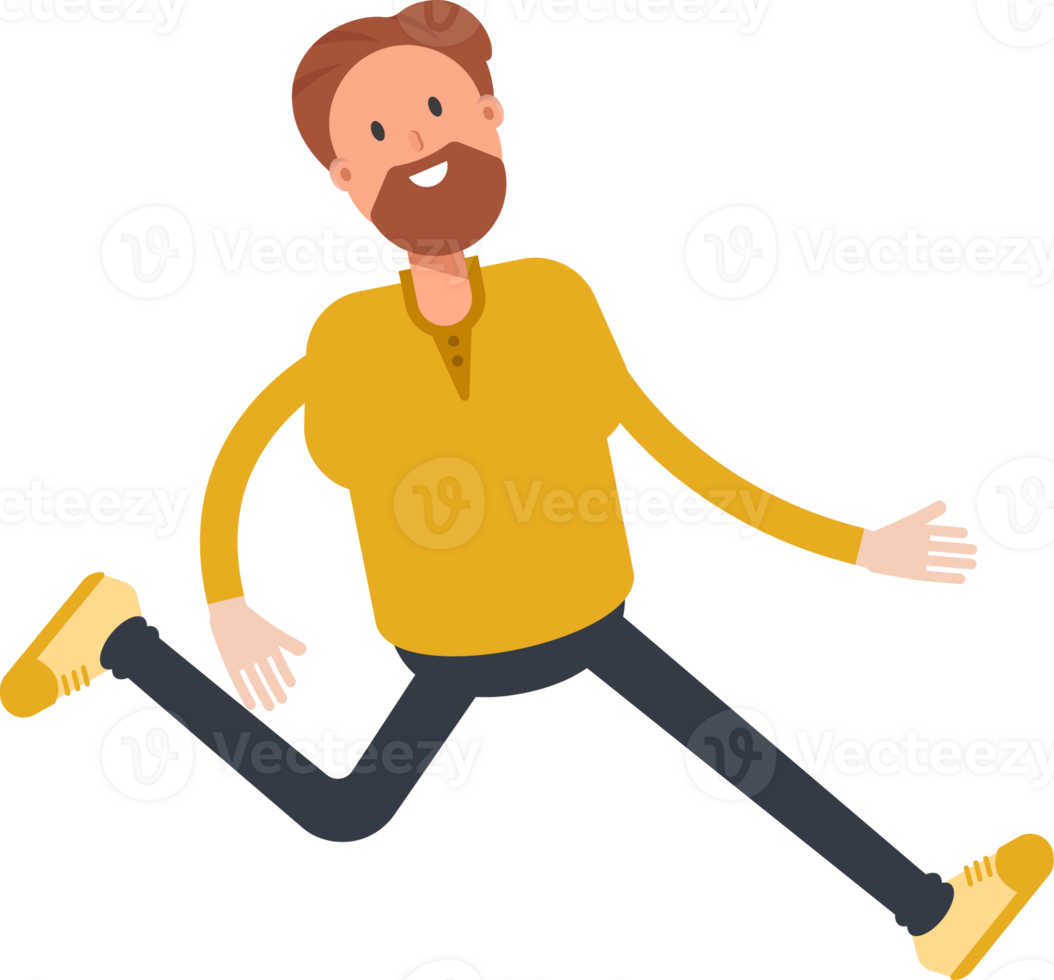 Old Beard Man Character Walking png