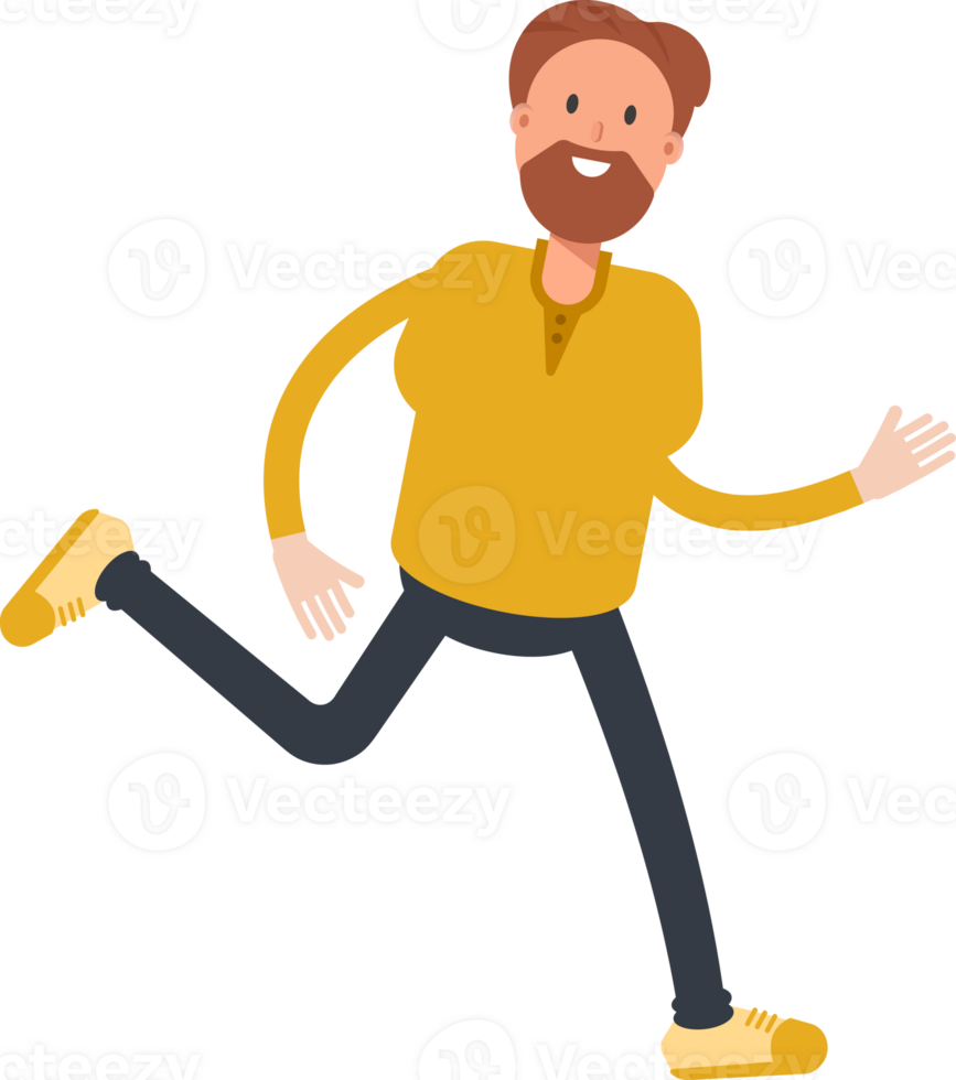 Old Beard Man Character Running png