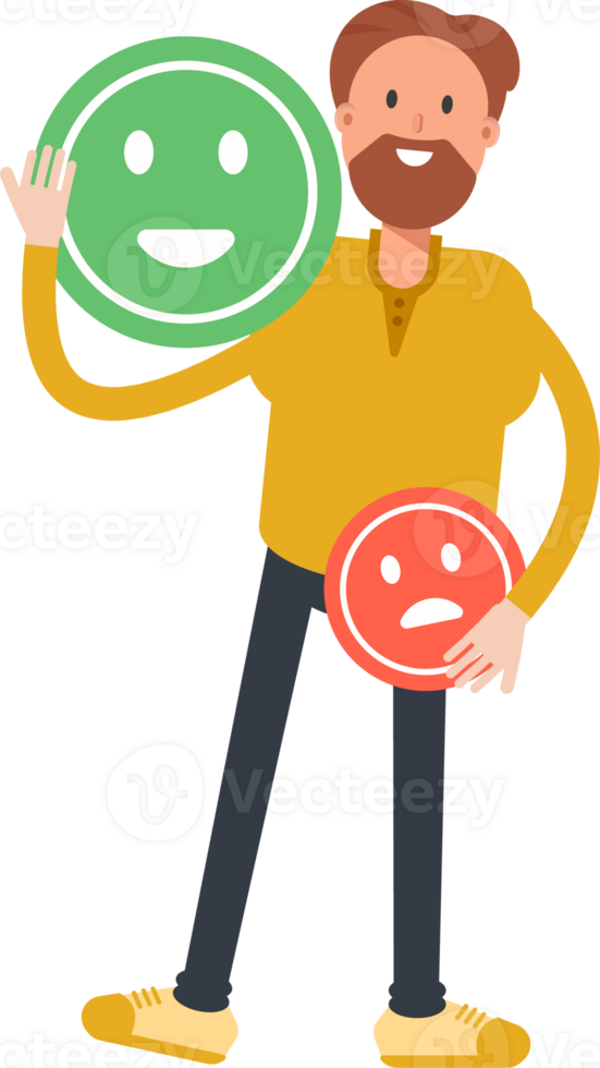 Old Beard Man Character and Emoticon Sign png