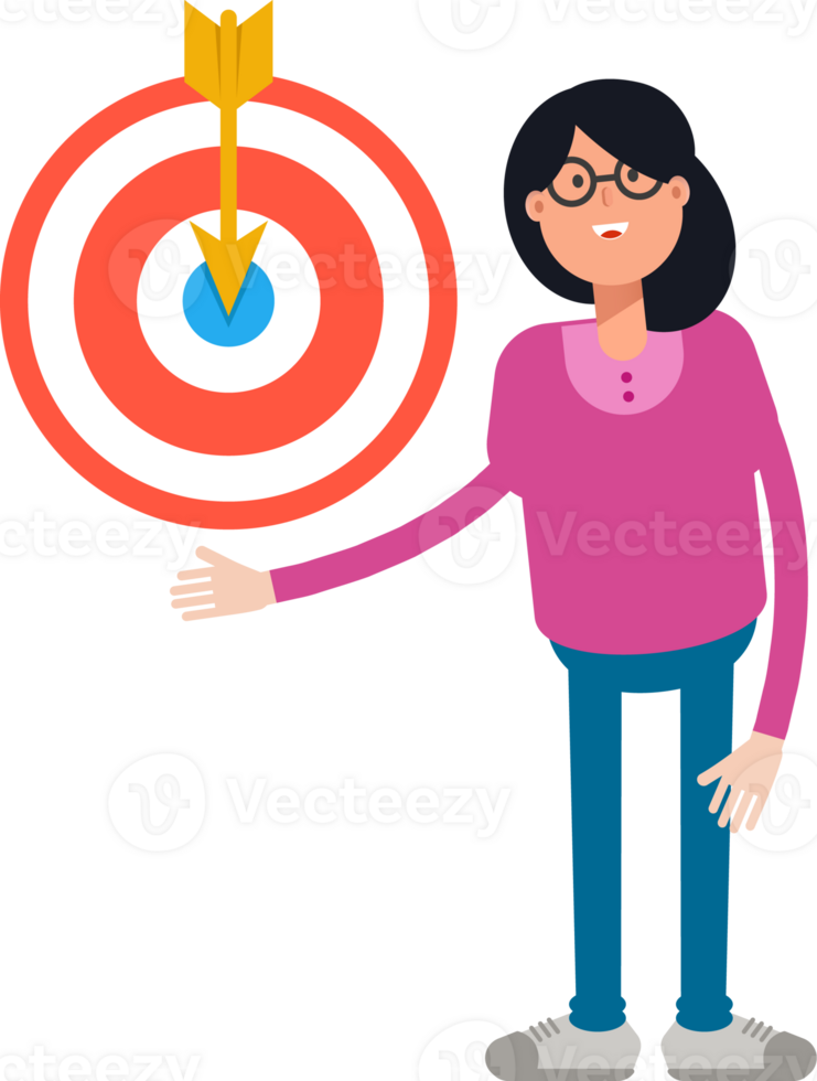 Geek Woman Character Holding Dart png