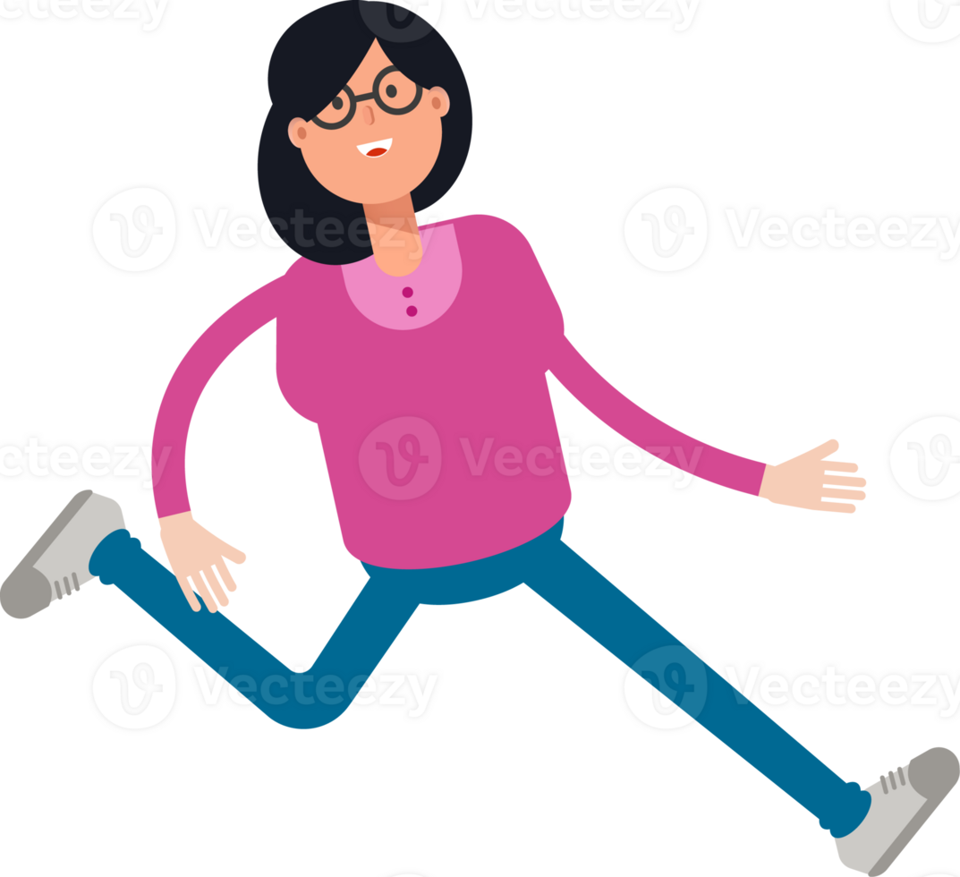 Geek Woman Character Walking png