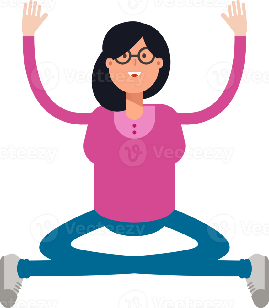 Geek Woman Character Sitting Illustration png