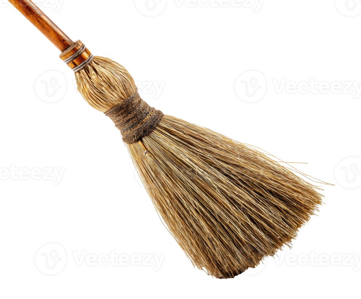 Traditional broom made from natural materials for cleaning purposes png