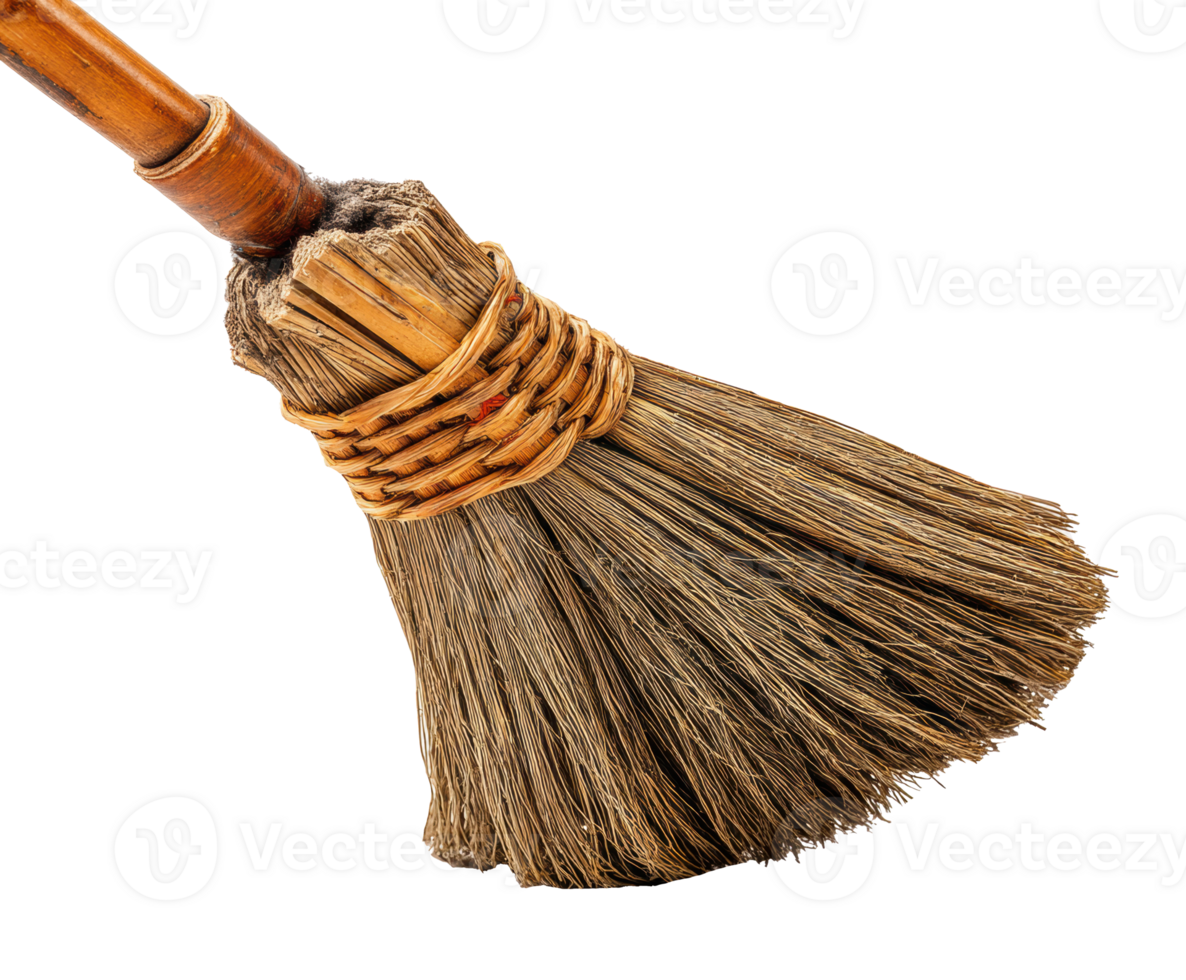 Traditional broom used for cleaning and sweeping tasks indoors png