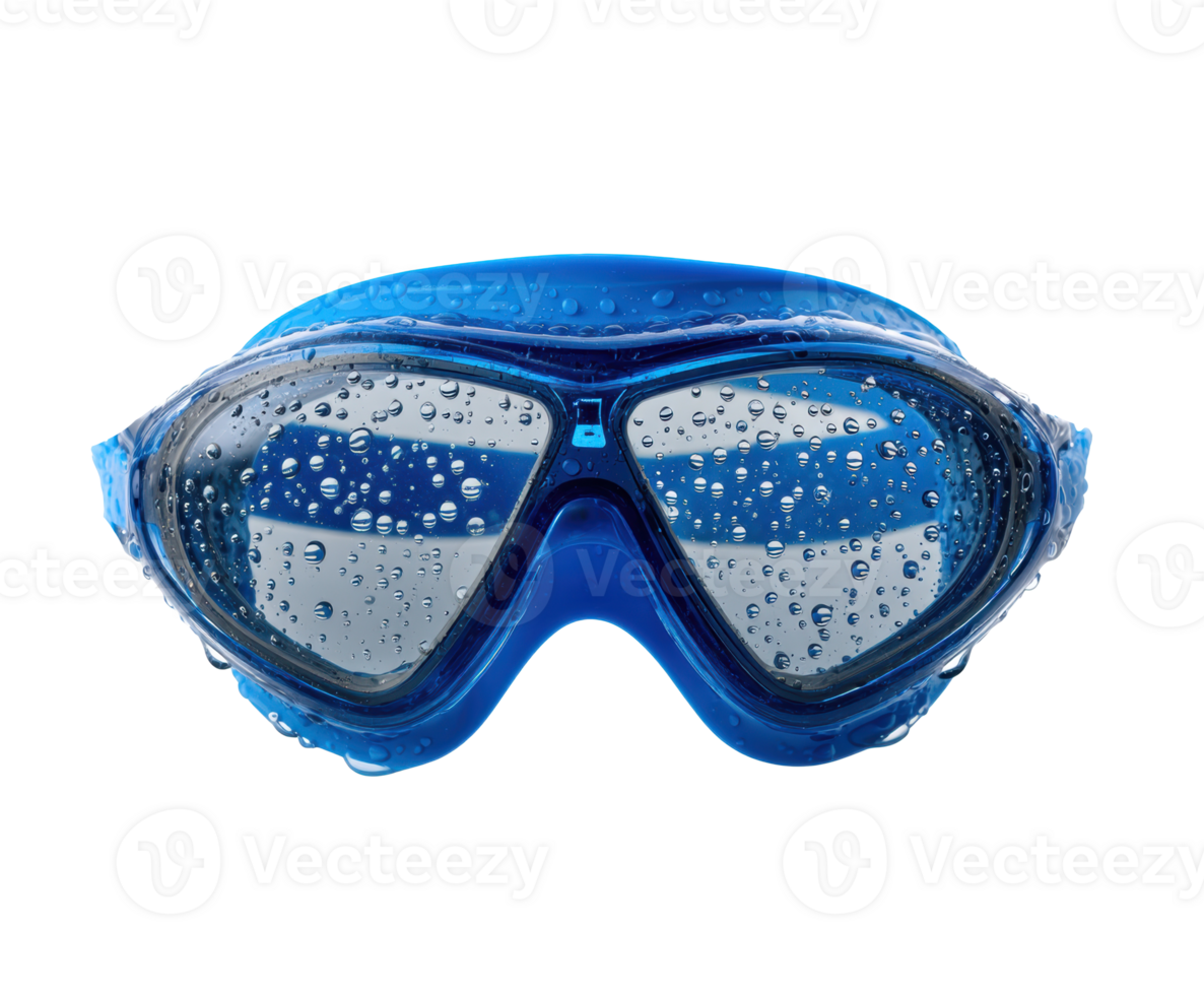 Bright blue swimming goggles for underwater adventures and safety png