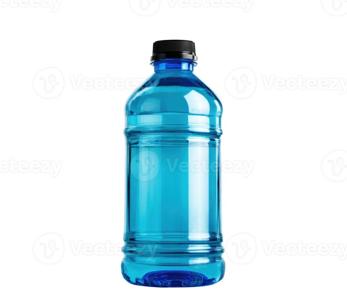 Clear blue plastic bottle for hydration and outdoor activities png