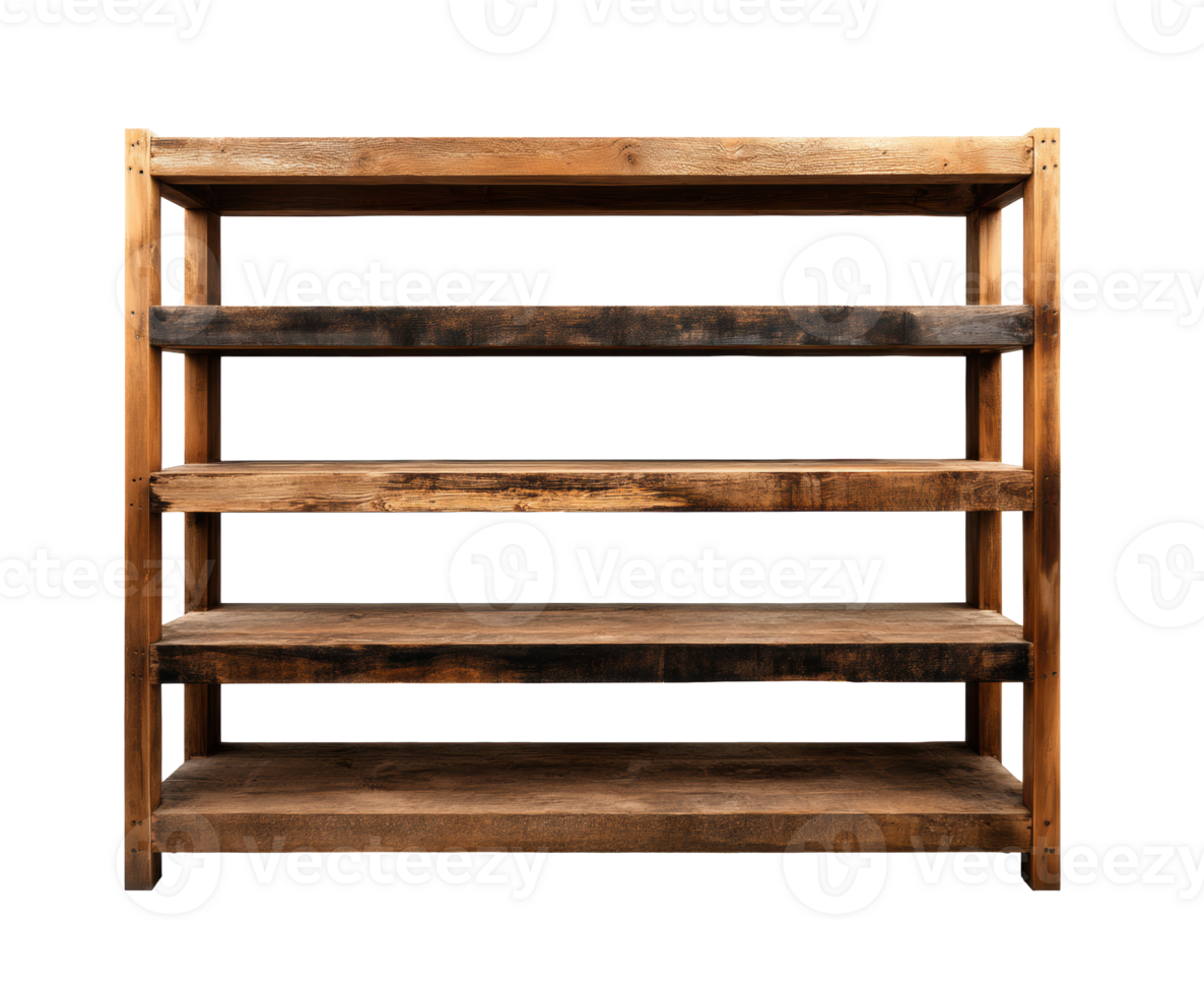 Rustic wooden shelf for home or office storage and organization png