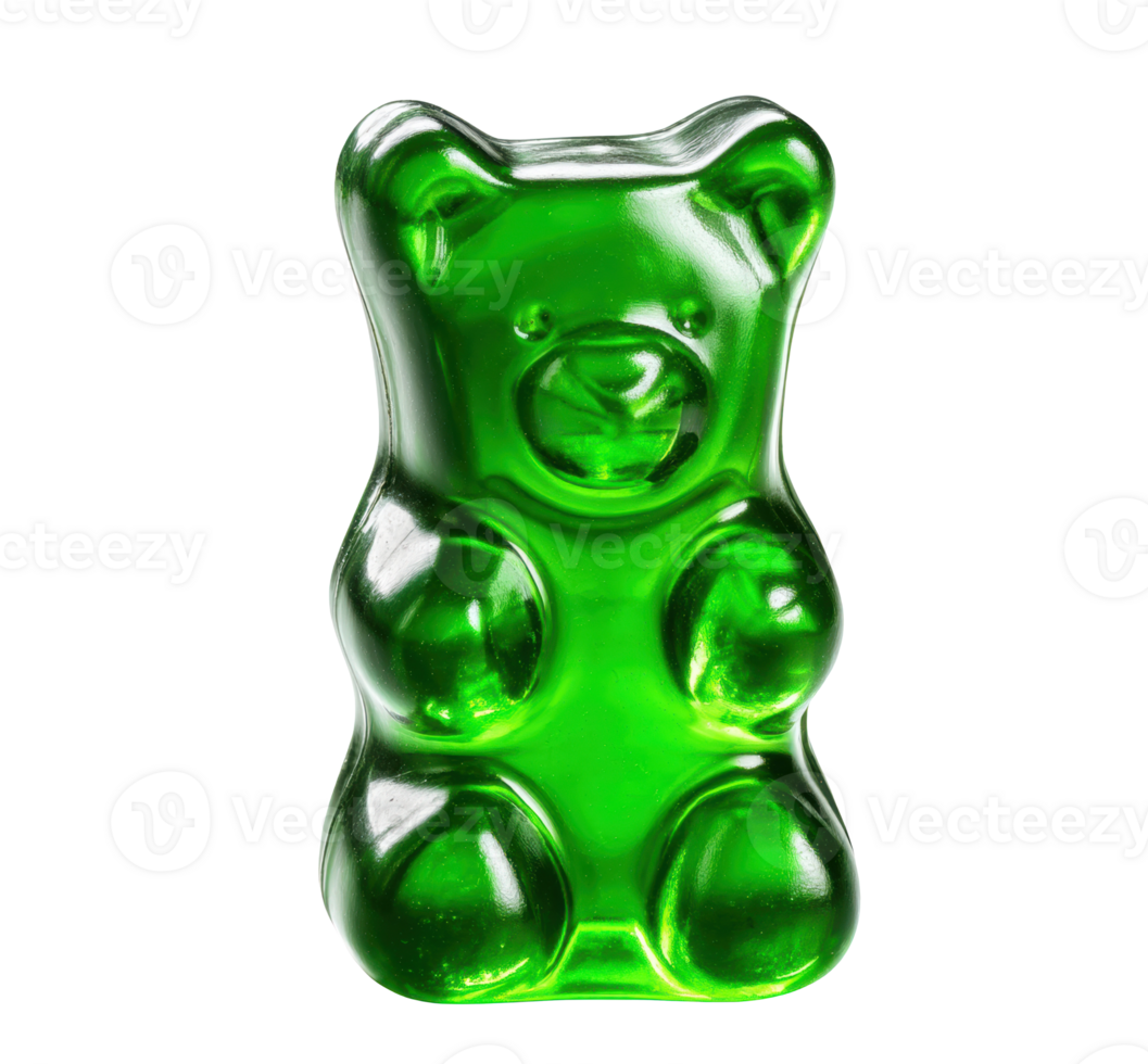 Green gummy bear candy for fun and sweet indulgence png