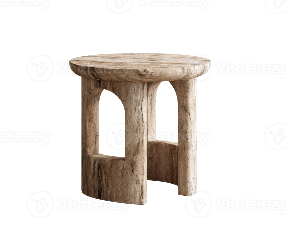 Unique wooden side table with arch design for modern interiors png