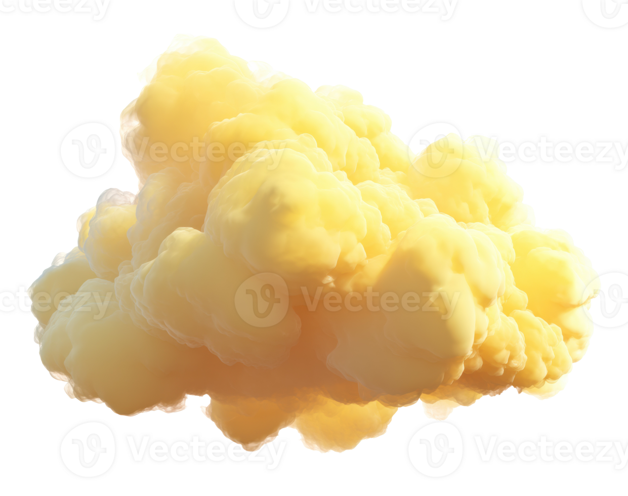 Soft fluffy yellow cloud in a bright sky for decoration and design png