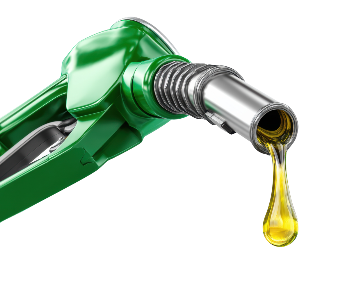 Fuel nozzle dripping diesel at gas station during daylight png