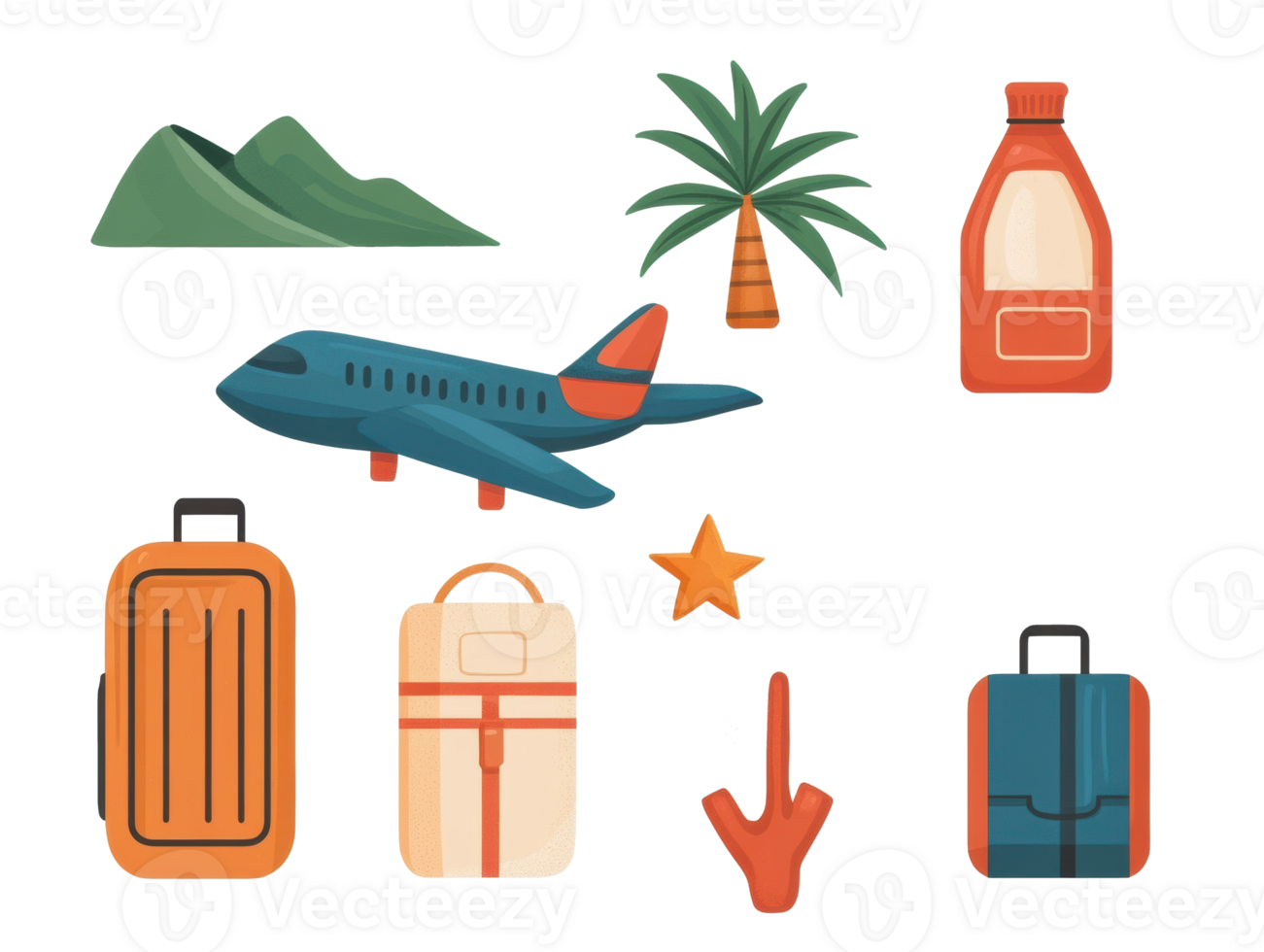 Travel essentials for summer vacation and adventure trips png