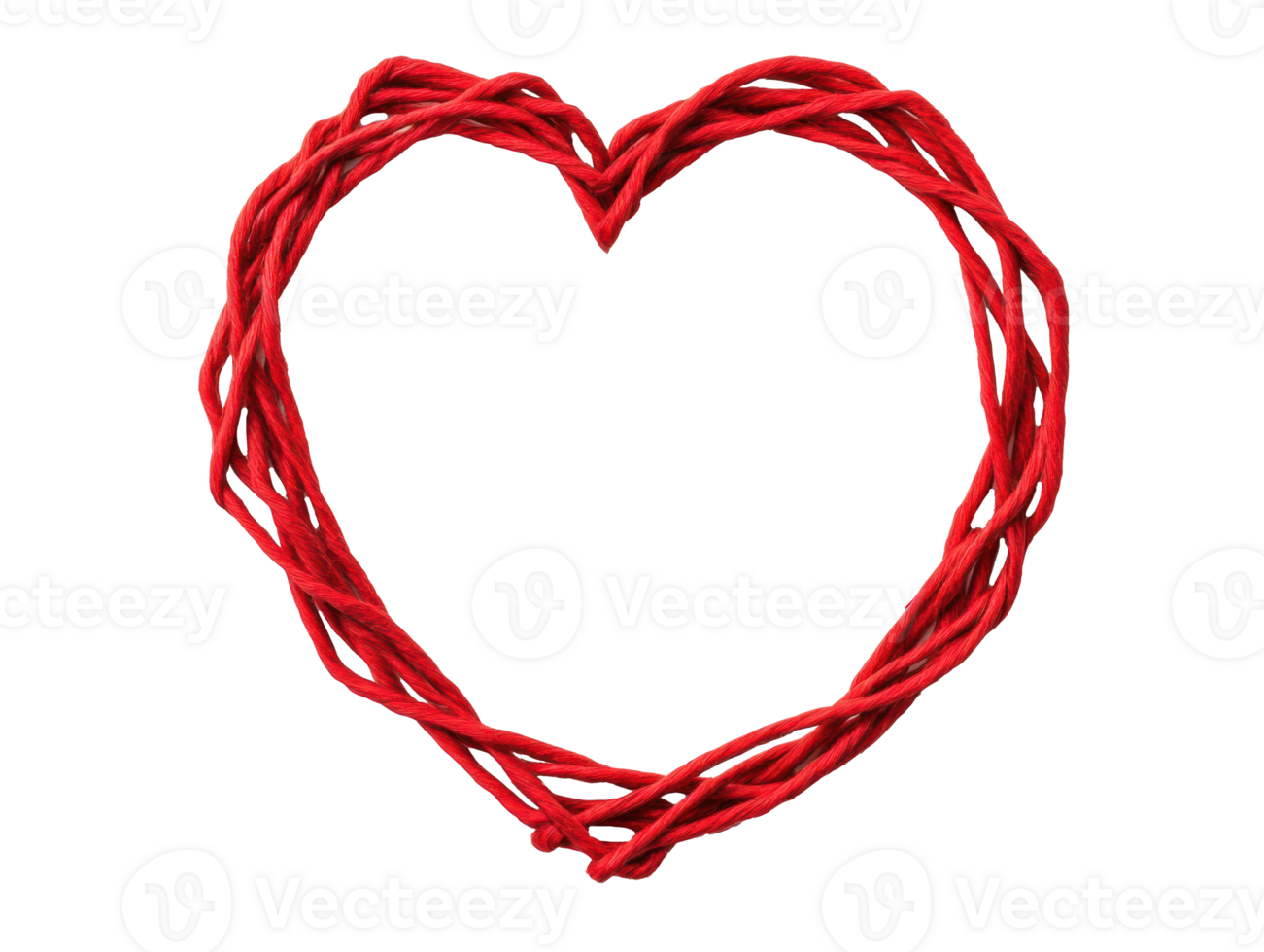 Heart shape made of red yarn for creative decoration png