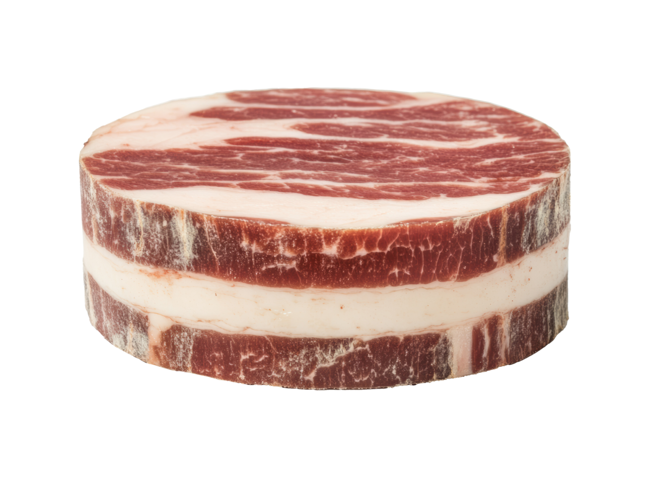 Savory cured meat slice for gourmet culinary use and presentation png