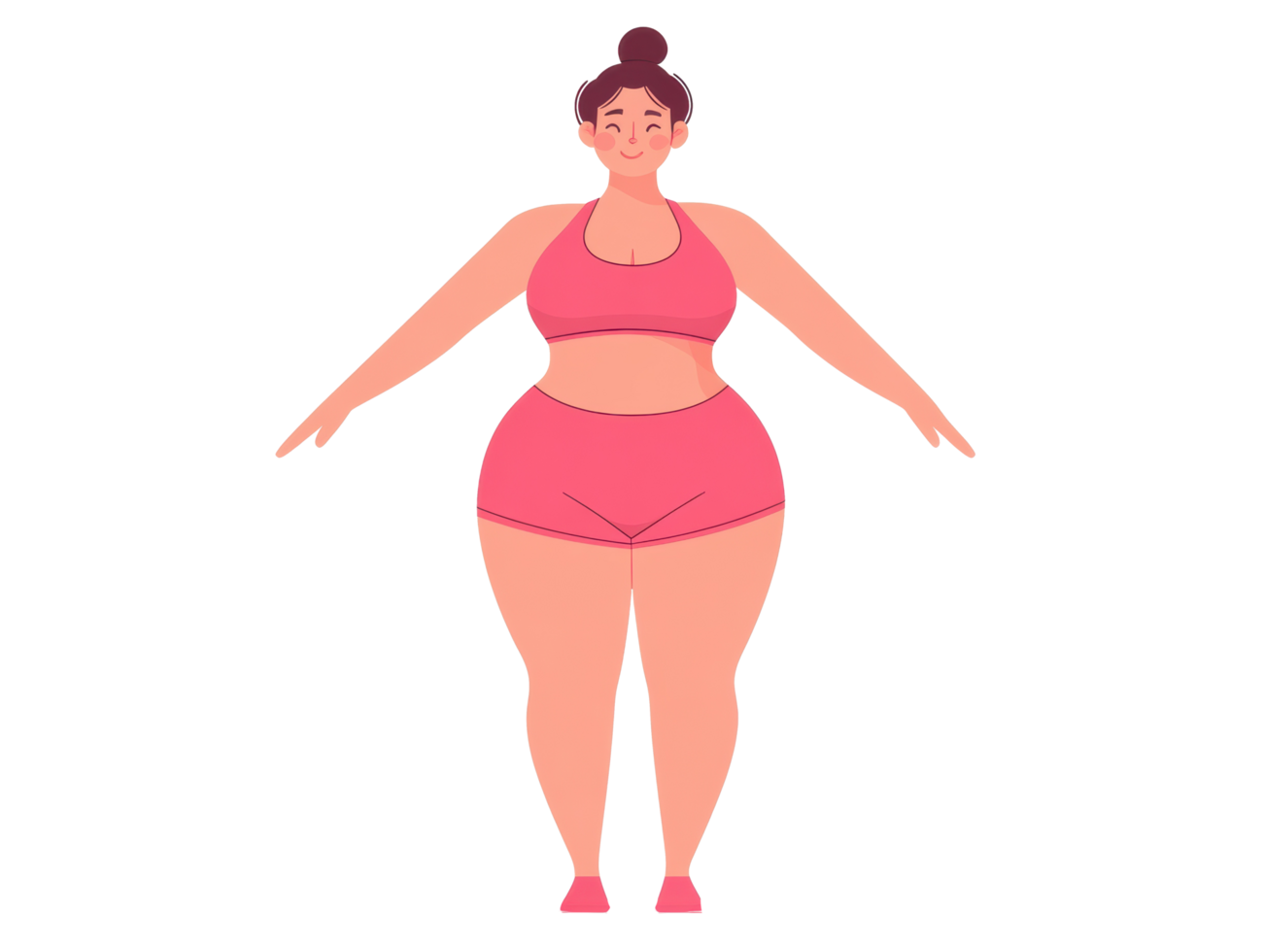 Curvy woman in activewear for fitness and wellness promotion png