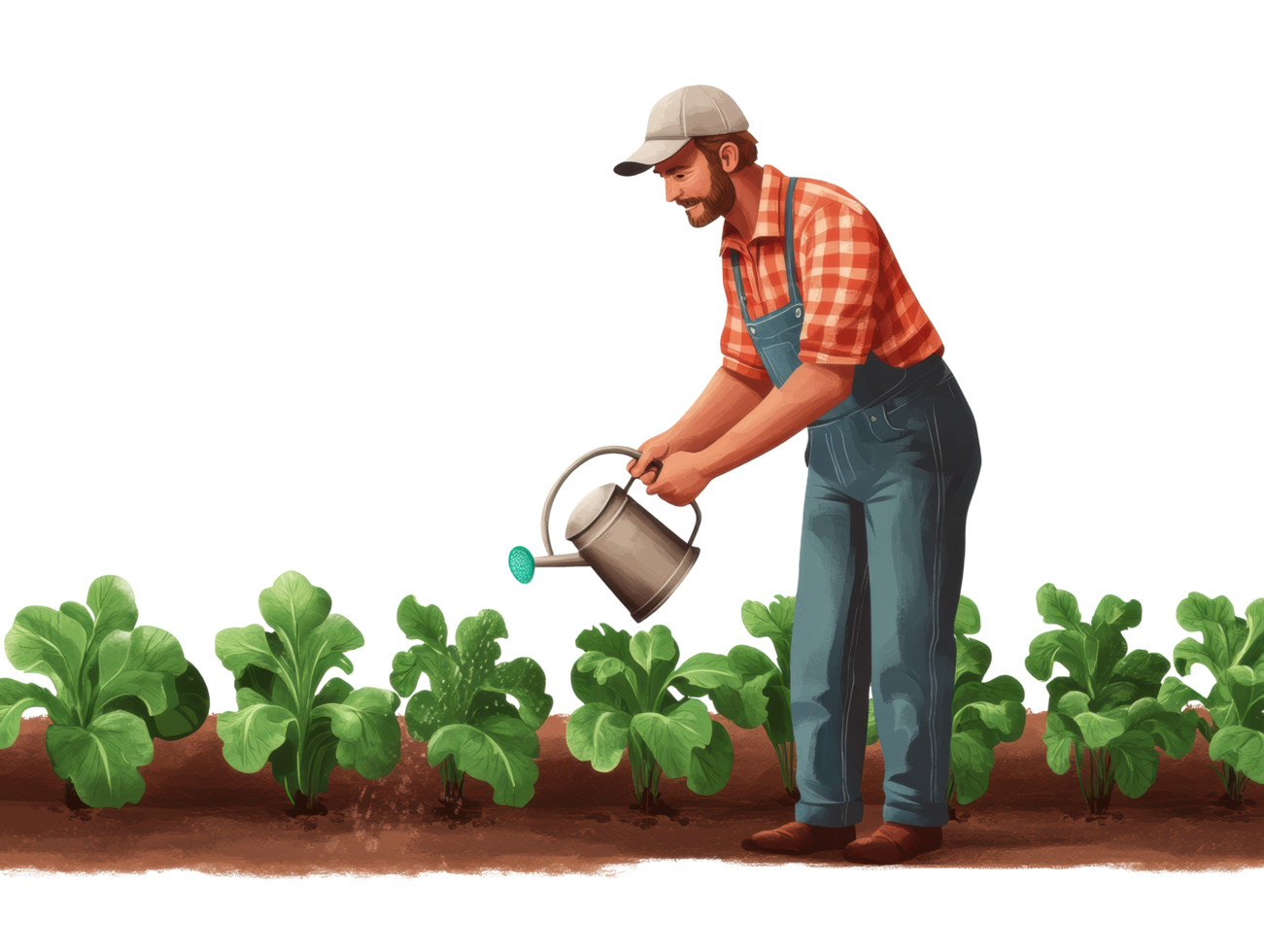 Gardening enthusiast watering fresh vegetables for a healthy harvest png