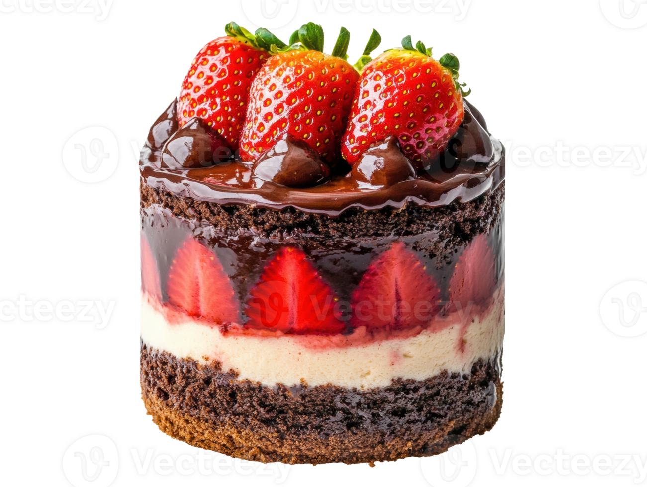 Decadent chocolate and strawberry layer cake for celebrations png
